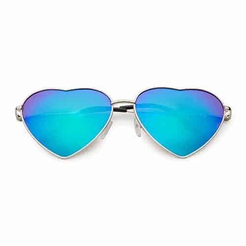 Herz-Sonnenbrille | grün-blau verspiegelte Linsen