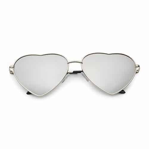 Herz-Sonnenbrille | Silberne Spiegelgläser