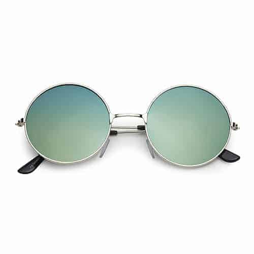 Hippie Runde Sonnenbrille | Gold-Silber Spiegelgläser