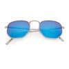 Trendy zonnebril hoeken blauwe spiegel lenzen