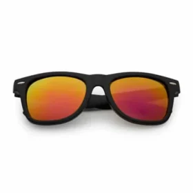 Klassische Sonnenbrille matt schwarz | orangene Spiegelgläser