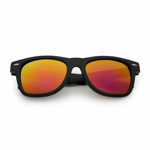 Klassische Sonnenbrille matt schwarz | orangene Spiegelgläser