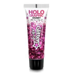 Holographisches Chunky Glitter Gesichts- & Körpergel - Prinzessin Pink