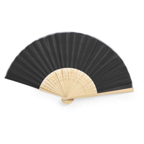 Handfächer Bambus/Polyester schwarz