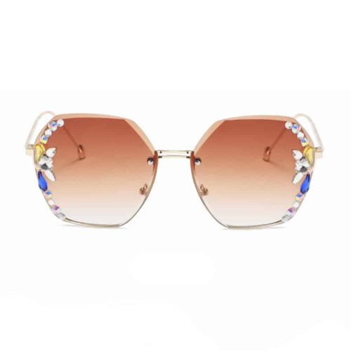 Sonnenbrille Diamant Braun Runde Ecken