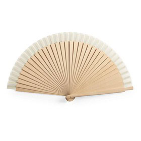 Handfächer Holz/Baumwolle beige