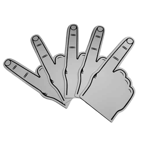 Schaumstoffhand Zeigefinger weiß 5 Stück