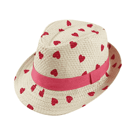 Fedora-Hut mit Herzchenmuster beige