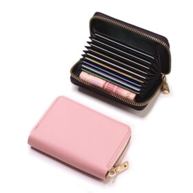 Brieftasche Kartenhalter Kunstleder rosa