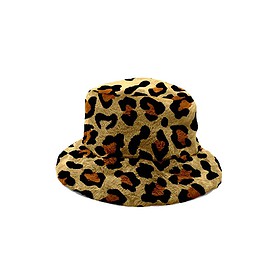 Yucka flauschiger Bucket Hat Kunstpelz Leopardenmuster