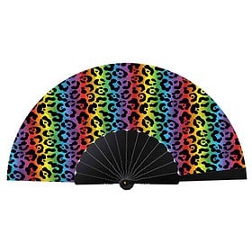 Festival Handfächer Leopardenmuster Multicolor