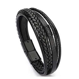 Geflochtenes Armband mit Magnetverschluss schwarz