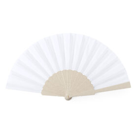 Nachhaltiger Handfächer RPET/Bambusfaser Beige/Weiß