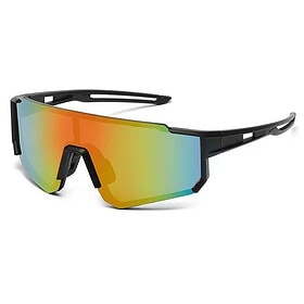 Schwarze Sport-Sonnenbrille - Blau/Gelb Glas
