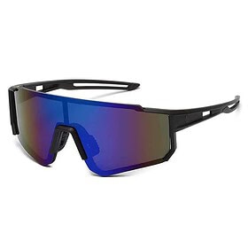 Schwarze Sportsonnenbrille - Blau-lila Glas