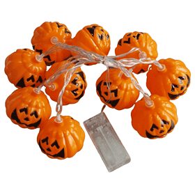 Kürbis-Lichterkette 2 Meter 20 LED orange/schwarz