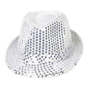 Fedora Partyhütchen Pailletten Silber