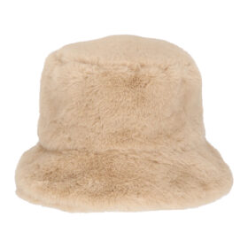 Bucket Hat im Imitat-Pelz beige - 56 cm