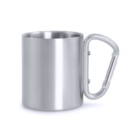 Tasse mit Karabinerhaken 210 ml Edelstahl Silber