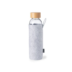 Glastrinkflasche mit Bambus-Schraubverschluss und Hülle 500 ml