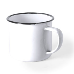Retro-Tasse Metall 380 ml weiß