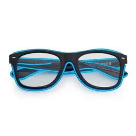 LED-Brille mit klaren Linsen schwarz - Neonblau