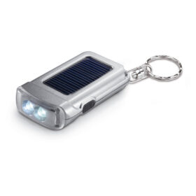 Taschenlampe mit Solarpanel Schlüsselanhänger grau