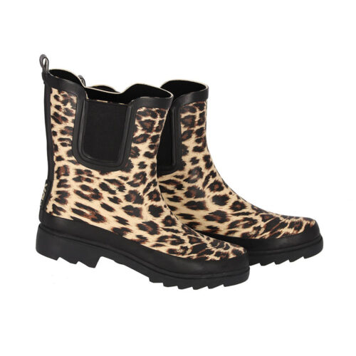 XQ Footwear Gummistiefel mit Leopardenmuster beige, niedriges Modell