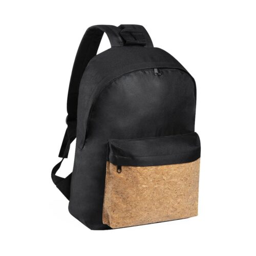 Rucksack mit Fronttasche aus Kork in Schwarz