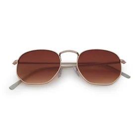 Trendige Eckige Sonnenbrille | Braune Spiegellinsen