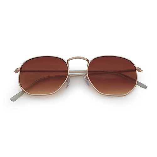 Trendige Eckige Sonnenbrille | Braune Spiegellinsen