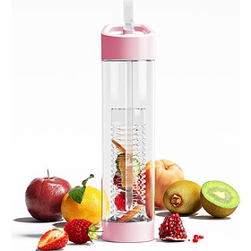 Trinkflasche mit Strohhalm und Fruchtfilter | Rosa