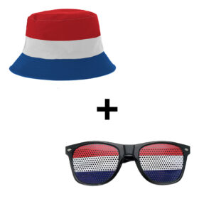 Lochsonnenbrille + wendbarer Fischerhut Niederländische Flagge