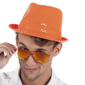 Fedora Party-Hut Pailletten Orange