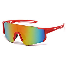 Rote Sport-Sonnenbrille - Blaues/Gelbes Glas