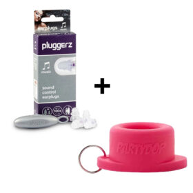 Pluggerz Music Festival Ohrstöpsel + Universeller Partystopfen rosa