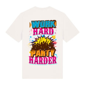 Ravelife T-Shirt Work Hard Party Harder - Off-White