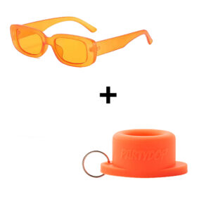 Klassische Sonnenbrille mit dickem Gestell + Universelle Partydop orange