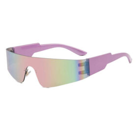 Lila Sport-Sonnenbrille mit randlosem Gestell - Mehrfarbiges Glas