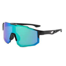 Polarisierte schwarze Sportsonnenbrille - Blau/grünes Glas