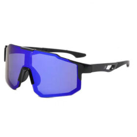 Polarisierte schwarze Sport-Sonnenbrille - Blaue Gläser