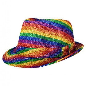 Fedora Partyhut Glitzer Pride Regenbogen