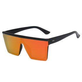 Quadratische Sonnenbrille mit halb randlosem Gestell - Orange/rote Gläser