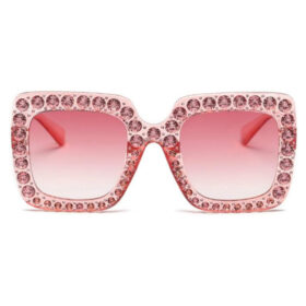 Quadratische Sonnenbrille mit Steinen - Rosa