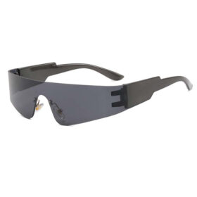 Schwarze Sport-Sonnenbrille mit randlosem Gestell - Schwarze Gläser