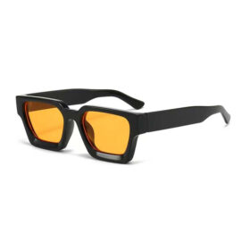 Sonnenbrille quadratisch dickes Gestell - Schwarz mit orangefarbenen Gläsern