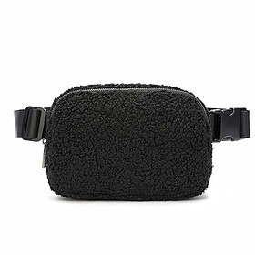 Yucka - Luxuriöse flauschige Gürteltasche - Schwarz