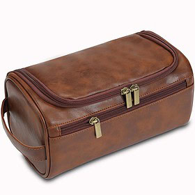 Yucka - Vintage PU Herren Ledertoilettentasche mit Haken - Braun