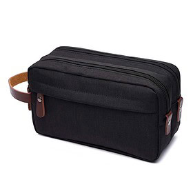 Yucka - Wasserdichte Polyester und PU Herren Kulturtasche mit Haken - Schwarz