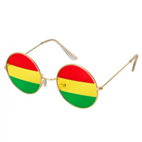 Hippie runde Sonnenbrille mit rot/gelb/grünen Spiegelgläsern